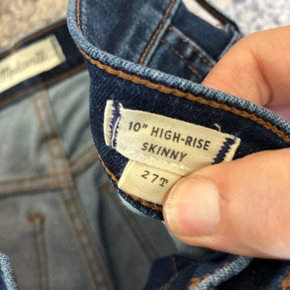 Madewell 10” High-Rise Skinny Jeans 27T Dark Blue Stretch Magic Pockets - Picture 3 of 8